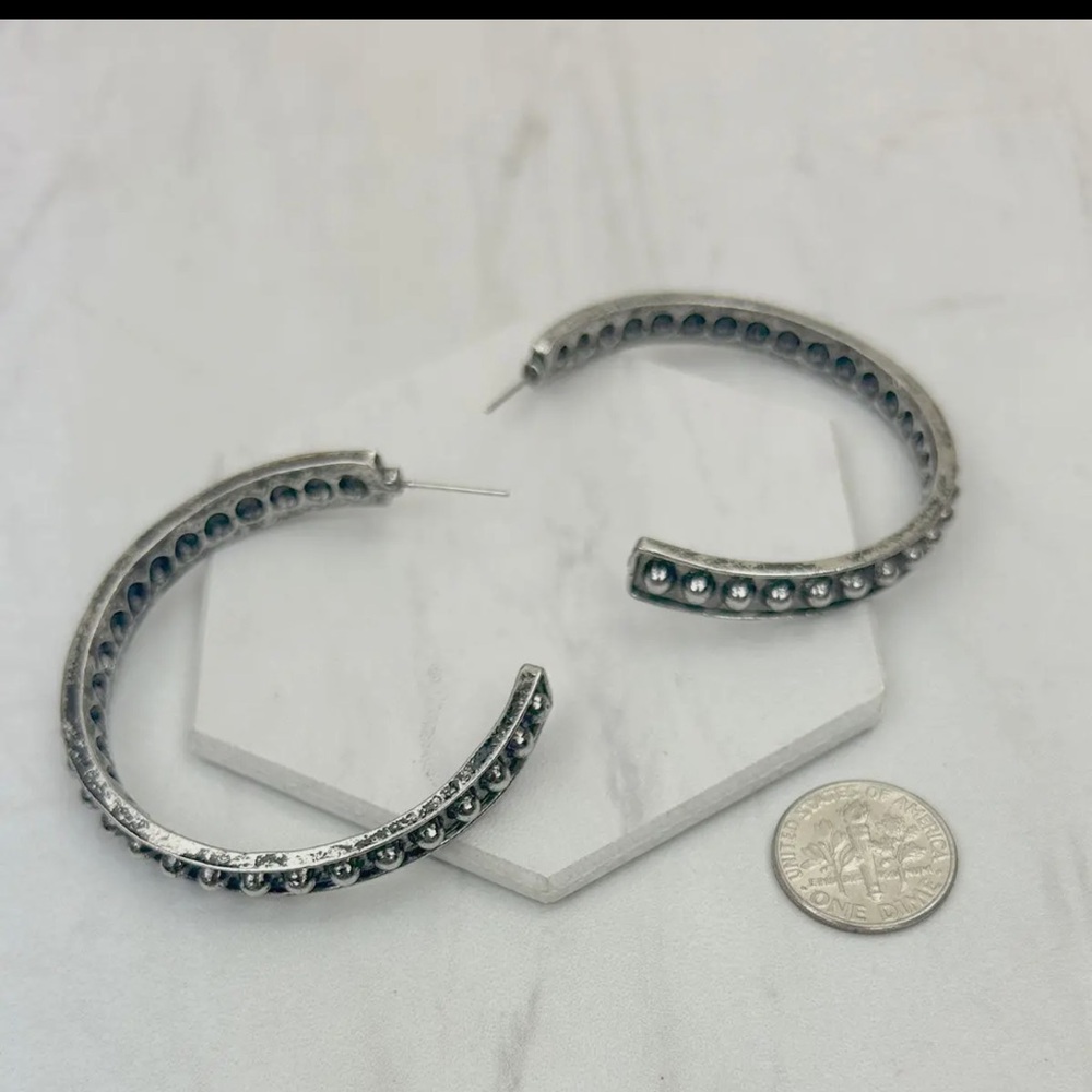 Silver ball Hoop Earrings